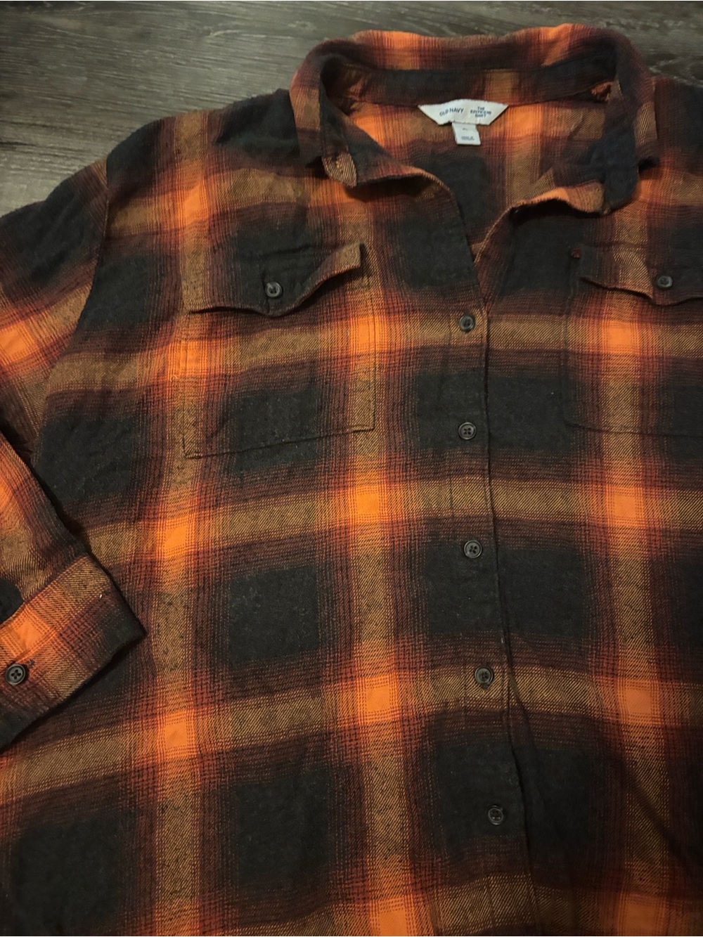 Orange & Black Plaid Button-Up Shirt - Picture 6 of 7